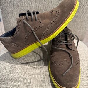 Cole Haan Brown Suede Oxfords with Neon Sole for Comfort